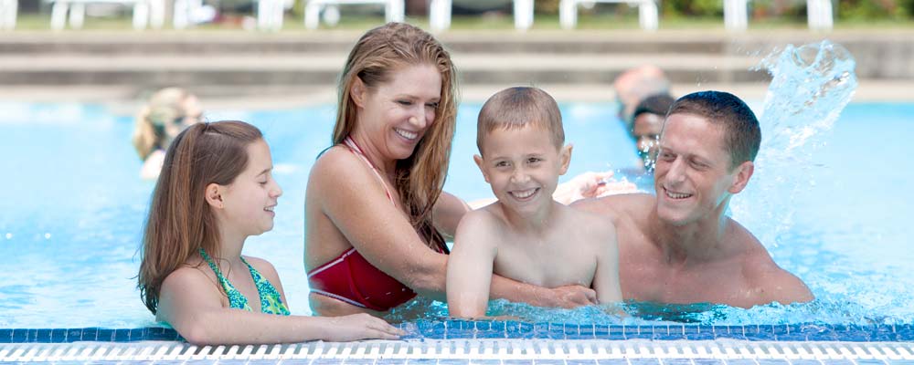 Family in pool